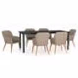 vidaXL Ensemble à manger de jardin et coussins 7 pcs Marron