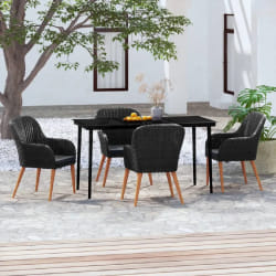 vidaXL Ensemble à manger de jardin avec coussins 5 pcs Noir