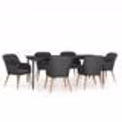 vidaXL Ensemble à manger de jardin avec coussins 7 pcs Noir