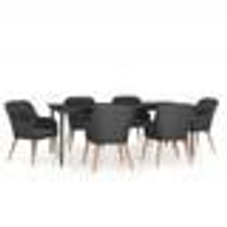 vidaXL Ensemble à manger de jardin avec coussins 7 pcs Noir