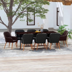 vidaXL Ensemble à manger de jardin avec coussins 9 pcs noir