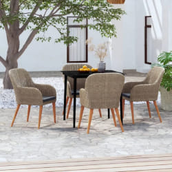 vidaXL Ensemble à manger de jardin et coussins 5 pcs Marron