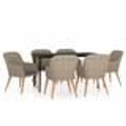 vidaXL Ensemble à manger de jardin et coussins 7 pcs Marron