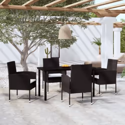 vidaXL Ensemble à manger de jardin 5 pcs Noir