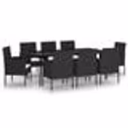 vidaXL Ensemble à manger de jardin 9 pcs Noir