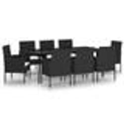 vidaXL Ensemble à manger de jardin 9 pcs Noir