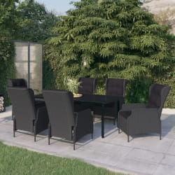 vidaXL Ensemble à manger de jardin 7 pcs Gris foncé
