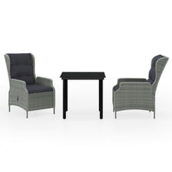 vidaXL Ensemble à manger de jardin 3 pcs Gris clair
