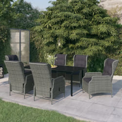 vidaXL Ensemble à manger de jardin 7 pcs Gris clair