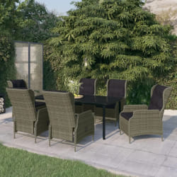 vidaXL Ensemble à manger de jardin 7 pcs Marron