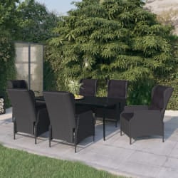 vidaXL Ensemble à manger de jardin 7 pcs Gris foncé