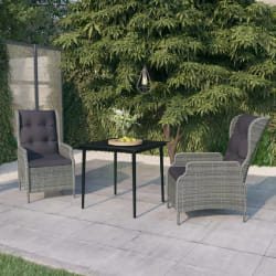 vidaXL Ensemble à manger de jardin 3 pcs Gris clair