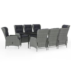 vidaXL Ensemble à manger de jardin 9 pcs Gris clair