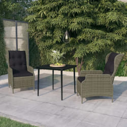 vidaXL Ensemble à manger de jardin 3 pcs Marron