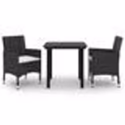 vidaXL Ensemble à manger de jardin coussins 3 pcs Résine tressée Verre