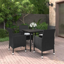 vidaXL Ensemble à manger de jardin coussins 5 pcs Résine tressée Verre