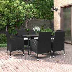 vidaXL Ensemble à manger de jardin coussins 7 pcs Résine tressée Verre