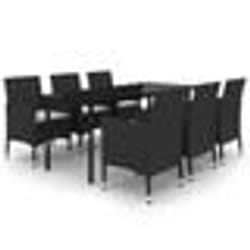 vidaXL Ensemble à manger de jardin coussins 7 pcs Résine tressée Verre