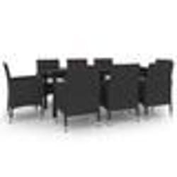 vidaXL Ensemble à manger de jardin coussins 9 pcs Résine tressée Verre