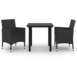 Ensemble À Manger De Jardin Coussins 3 Pcs Résine Tressée Verre Vidaxl