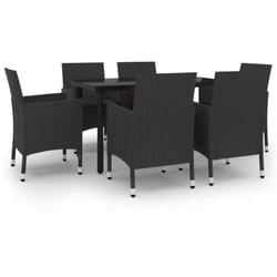 Ensemble À Manger De Jardin Coussins 7 Pcs Résine Tressée Verre Vidaxl