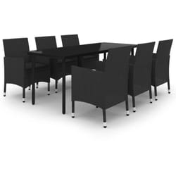 Ensemble À Manger De Jardin Coussins 7 Pcs Résine Tressée Verre Vidaxl