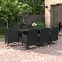 vidaXL Ensemble à manger de jardin coussins 9 pcs Résine tressée Verre