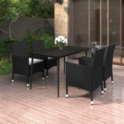 vidaXL Ensemble à manger de jardin coussins 5 pcs Résine tressée Verre