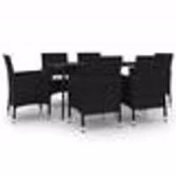vidaXL Ensemble à manger de jardin coussins 7 pcs Résine tressée Verre