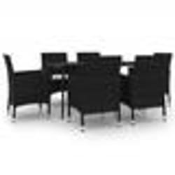 vidaXL Ensemble à manger de jardin coussins 7 pcs Résine tressée Verre