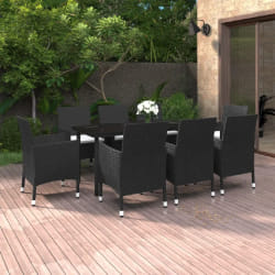 vidaXL Ensemble à manger de jardin coussins 9 pcs Résine tressée Verre