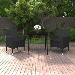Ensemble À Manger De Jardin Coussins 3 Pcs Résine Tressée Verre Vidaxl