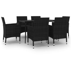 Ensemble À Manger De Jardin Coussins 7 Pcs Résine Tressée Verre Vidaxl