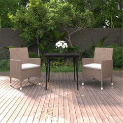 vidaXL Ensemble à manger jardin 3 pcs - Résine tressée - Verre