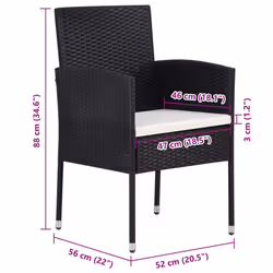 VidaXL 318727 chaise d'extérieur Terrace Siège rembourré Polyuréthane, Acier Noir, Crème, Blanc - Vue supplémentaire 7