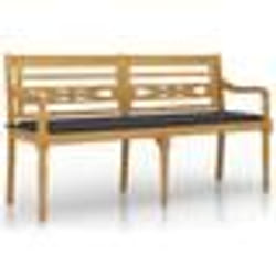 vidaXL Banc Batavia avec coussin anthracite 150 cm Bois de teck massif