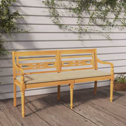 Ajoutez une touche d'élégance à votre espace de vie extérieur avec ce banc Batavia en bois avec un coussin ! Bois de teck nat ...