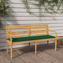 Ajoutez une touche d'élégance à votre espace de vie extérieur avec ce banc Batavia en bois avec un coussin ! Bois de teck nat ...