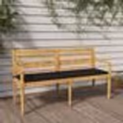 vidaXL Banc Batavia avec coussin noir 150 cm Bois de teck massif