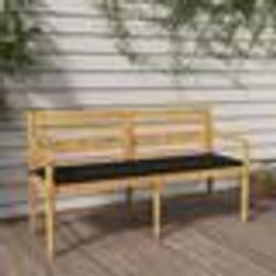 vidaXL Banc Batavia avec coussin noir 150 cm Bois de teck massif