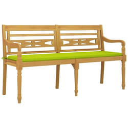 Banc Batavia avec coussin vert brillant 150 cm Bois teck massif Vidaxl