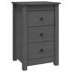 vidaXL Table de chevet Gris 40x35x61,5 cm Bois de pin massif - TU