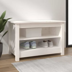 Banc À Chaussures Blanc 70x38x45,5 Cm Bois De Pin Massif Vidaxl