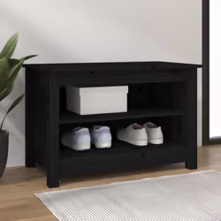 vidaXL Banc à chaussures Noir 70x38x45,5 cm Bois de pin massif - TU