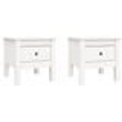 vidaXL Tables d'appoint 2 pcs Blanc 40x40x39 cm Bois massif de pin - TU
