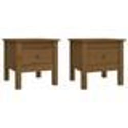 vidaXL Tables d'appoint 2pcs Marron miel 40x40x39cm Bois massif de pin - TU