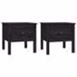 vidaXL Tables d'appoint 2 pcs Noir 50x50x49 cm Bois massif de pin - TU