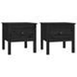vidaXL Tables d'appoint 2 pcs Noir 50x50x49 cm Bois massif de pin - TU