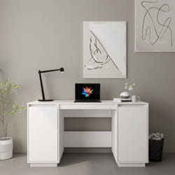 Vidaxl - Bureau de conception en bois simple avec 2 portes différentes disponibles Couleur : Blanc