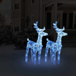VidaXL Rennes de Noël 80 LED Bleu Acrylique